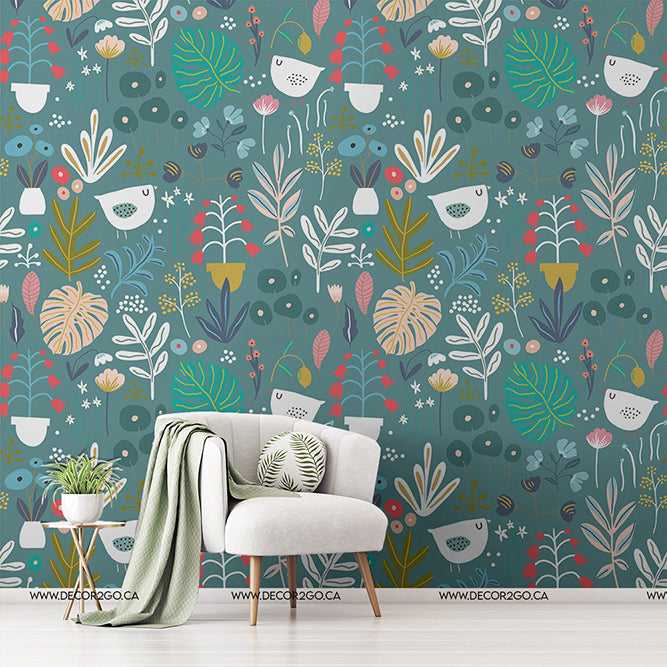 Hidden Garden Wallpaper Mural in the living room
