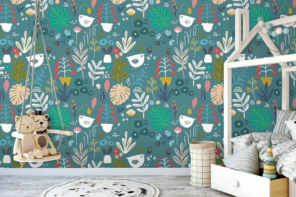 Hidden Garden Wallpaper Mural in the nursery