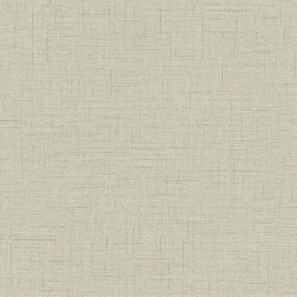 Hillswick Tweed Fog Wallpaper by York Wallcoverings features a light beige, linen-like crosshatch texture. This soft, neutral, non-woven wallpaper (60 SqFt) is perfect for stylish backgrounds or upholstery-inspired wall decor.