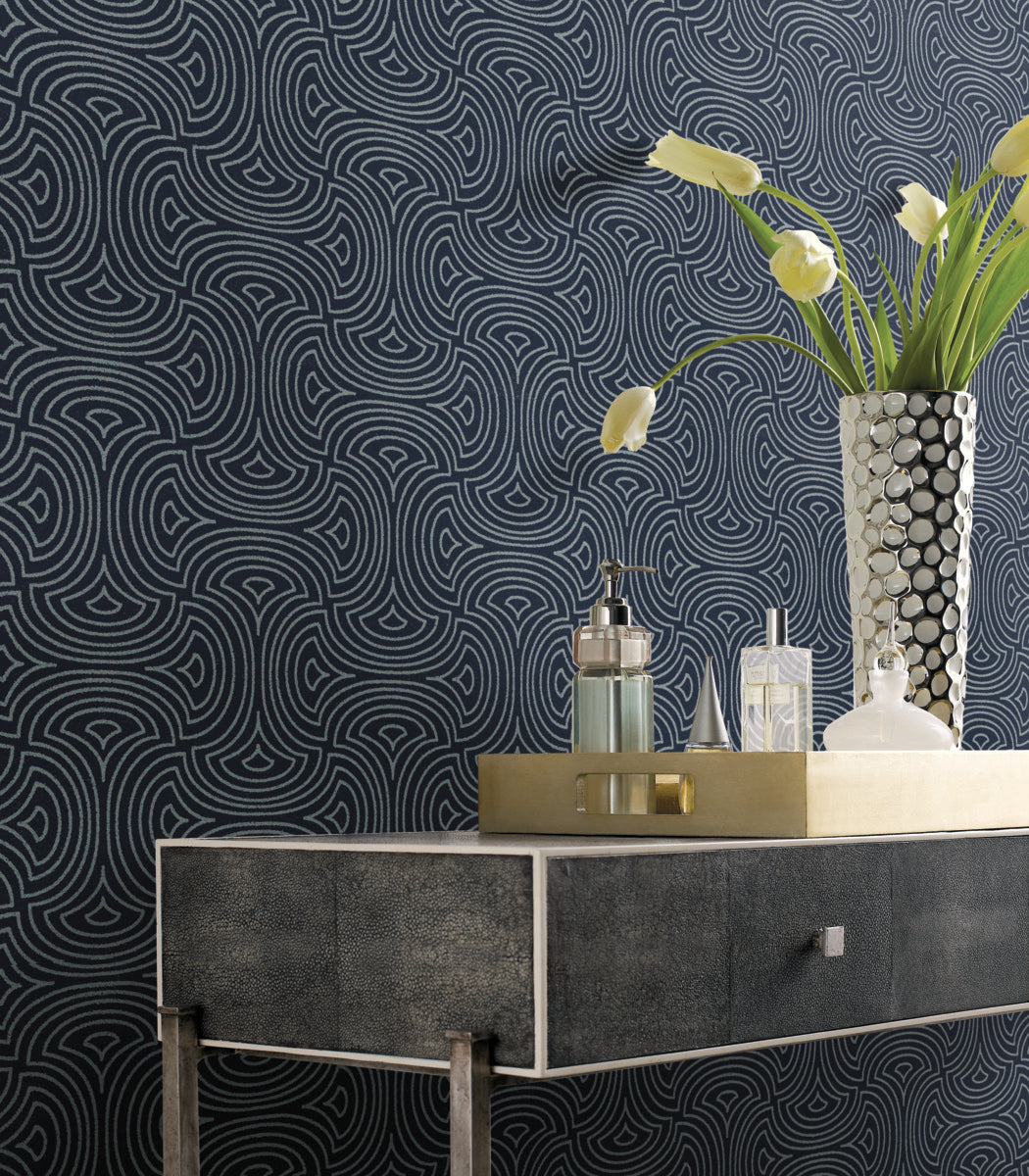 Modern home decoration with wave texture wallpaper
