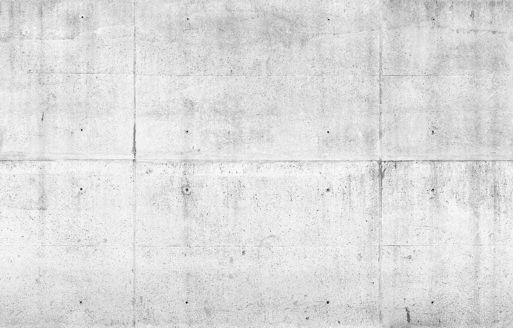 A detailed grayscale photo of a Decor2Go Light Concrete Wall Wallpaper Mural showing varied textures and subtle patterns, with visible patches, spots, and lines forming a grid-like structure.