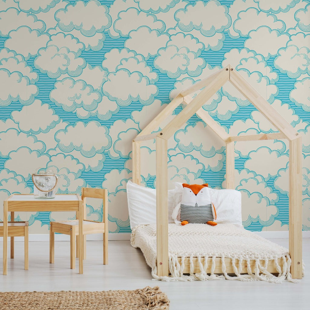 Living in the Clouds Wallpaper Mural in children's room