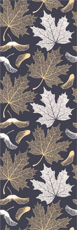 Maple Leaves Wallpaper Mural  white and gold leaves with  gray  backround
