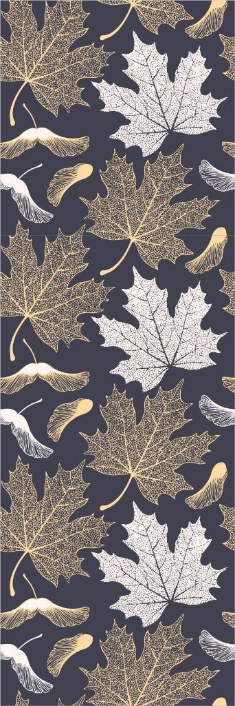 Maple Leaves Wallpaper Mural  white and gold leaves with  gray  backround