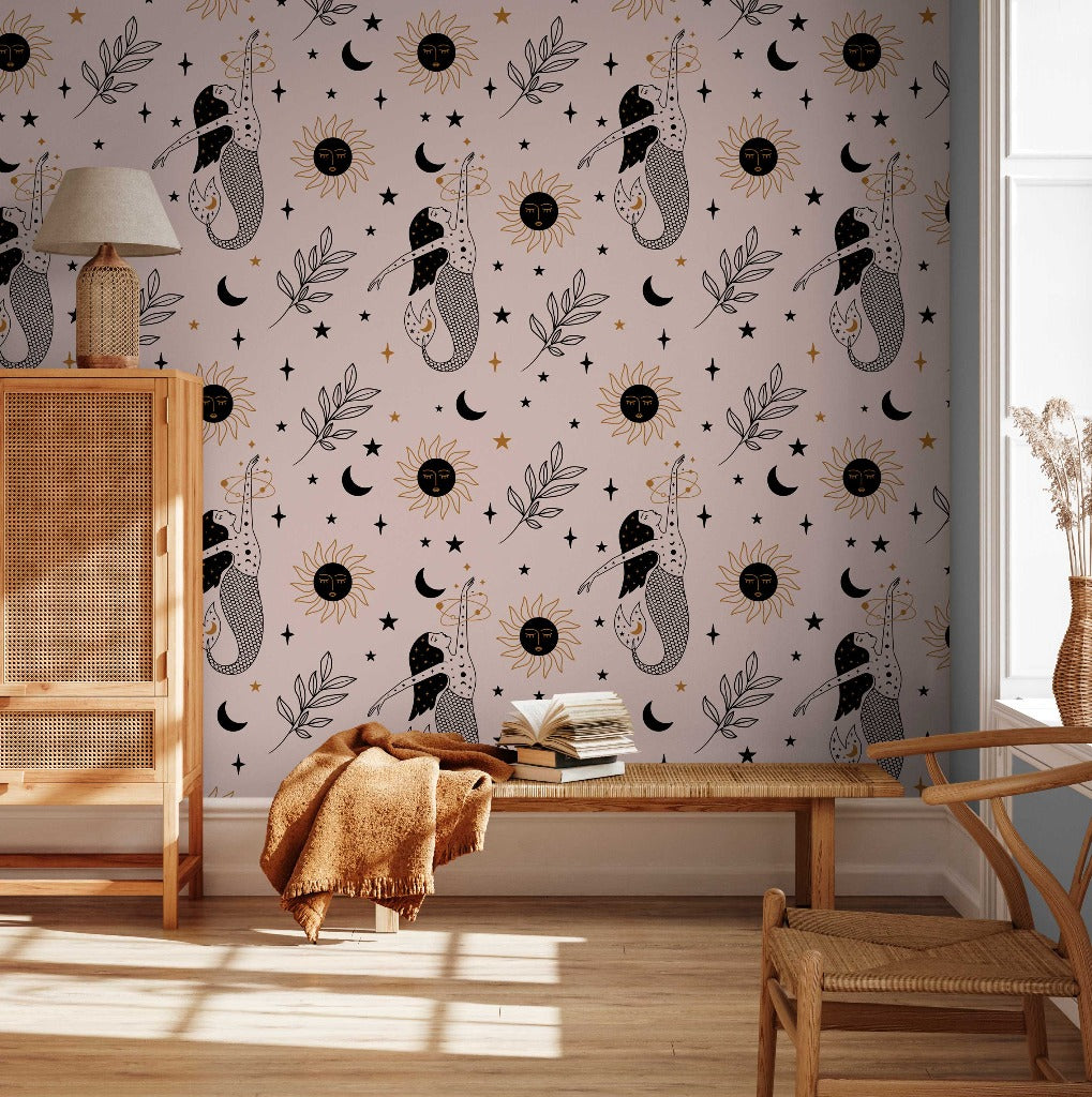 Mermaid Sunshine Wallpaper Mural in the room