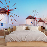 Bedroom - Mills in Action Wallpaper Mural in a bed room