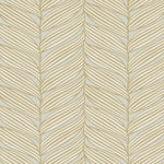 Discover the Neutral & Gold Luminous Leaves Wallpaper by York Wallcoverings, a part of the Modern Metals Collection. This seamless, wavy vertical pattern features stylized palm leaves with a subtle metallic finish in light beige and cream on a luminous background, adding natural elegance.