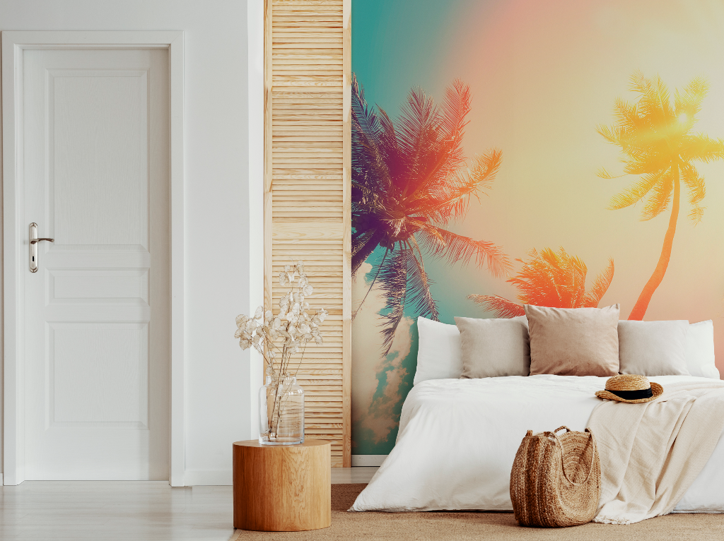 Paradise Beach Wallpaper Mural in the cozy bedroom