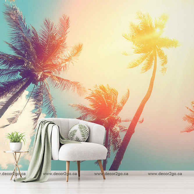 Paradise Beach Wallpaper Mural in the living room