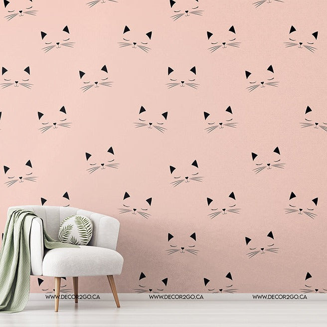 Cat Love Wallpaper Mural in living room