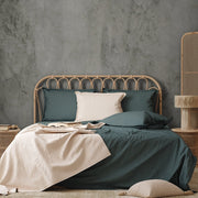 Bedroom - Polished Concrete Wallpaper Mural in the bedroom with cozy wooden bed