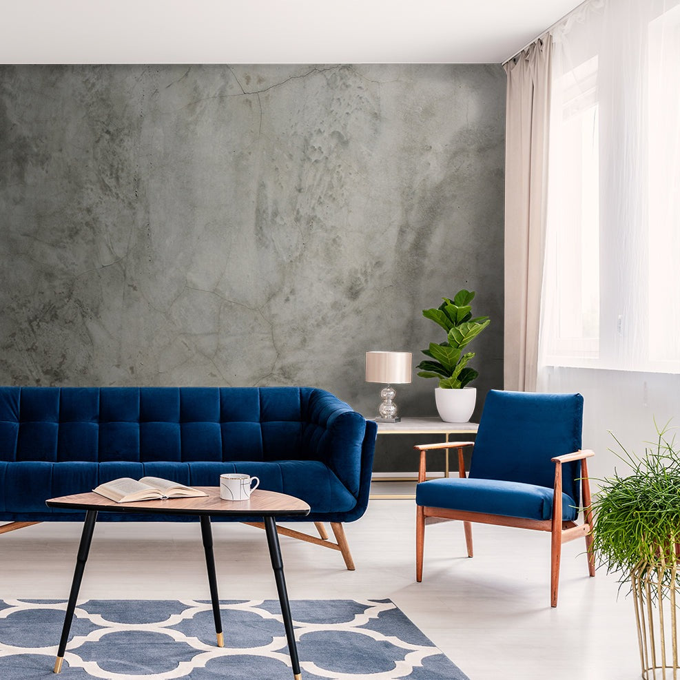 Living Room - Polished Concrete Wallpaper Mural in the elegant living room
