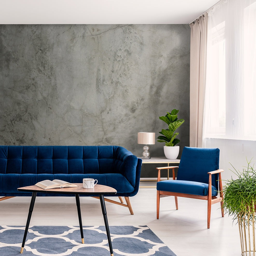 Polished Concrete Wallpaper Mural in the elegant living room 