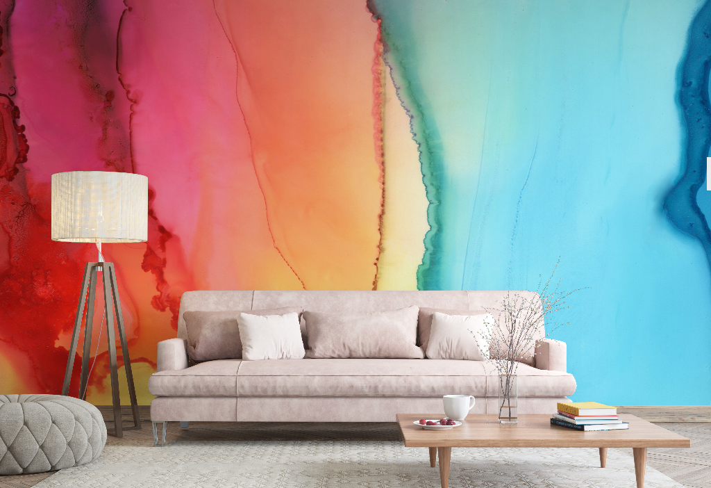 Rainbow Trance Wallpaper Mural in the livingroom