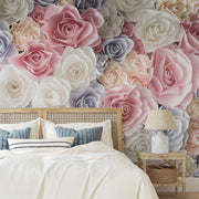 Bedroom - Rose Bloom Wallpaper Mural in the bedroom perfect to create cozy atmosphere