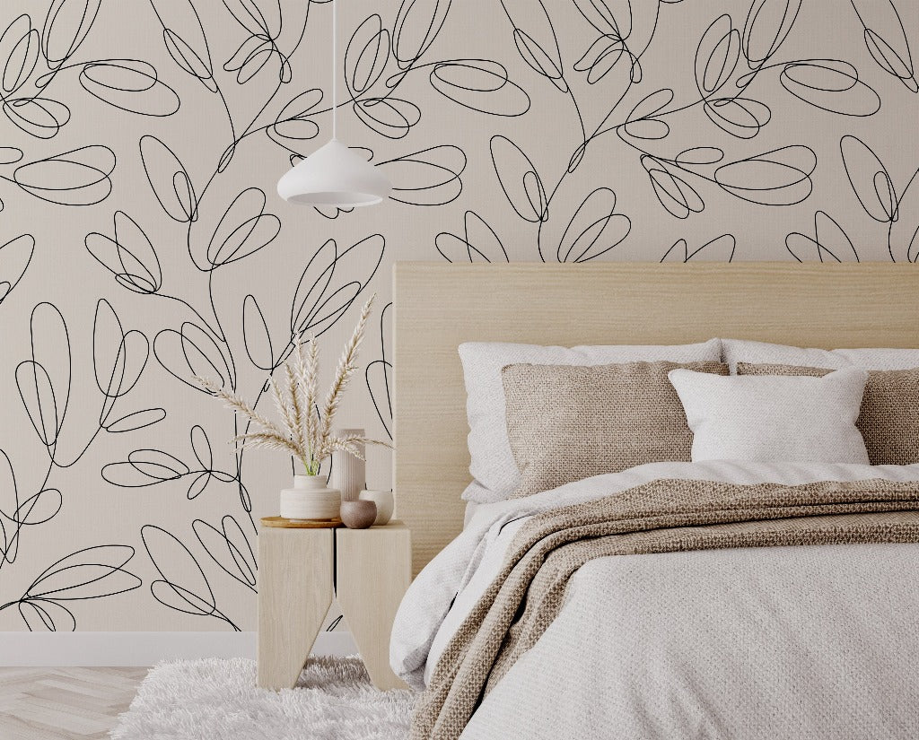 Bedroom - Sketchy Branches Wallpaper Mural perfect choice for the cozy bedroom