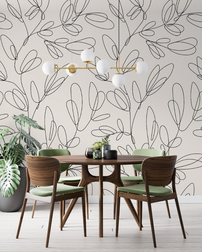 Dining Room - Sketchy Branches Wallpaper Mural is perfect choice for the cozy dining room