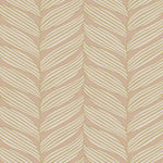 The Blush & Gold Luminous Leaves Wallpaper by York Wallcoverings features a seamless pattern of beige and cream wavy lines on a light brown background, creating an elegant vertical flow with both natural and abstract appeal.