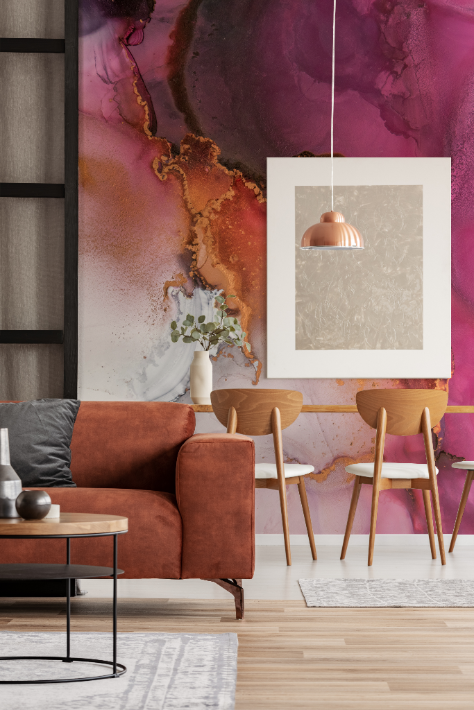 Living Room - Stones are fun- Ethereal Art Wallpaper Mural in the small living room with the office