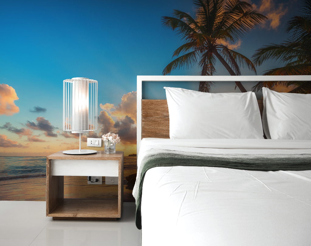 Sunset Beach Wallpaper Mural in the bedroom to create vacation mode forever