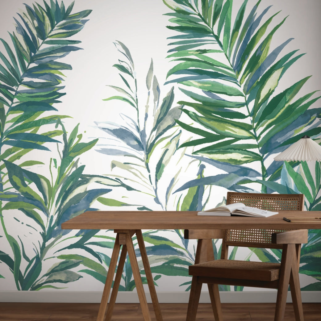 Swaying Palms Green & Blue Mural (4 Panels)