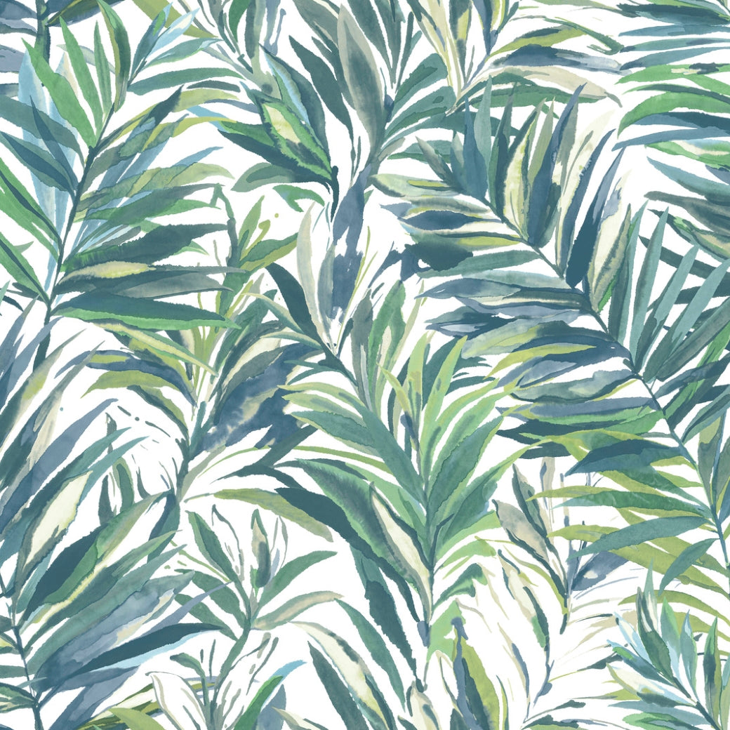 Swaying Palms Green & Blue Wallpaper (60 SqFt)
