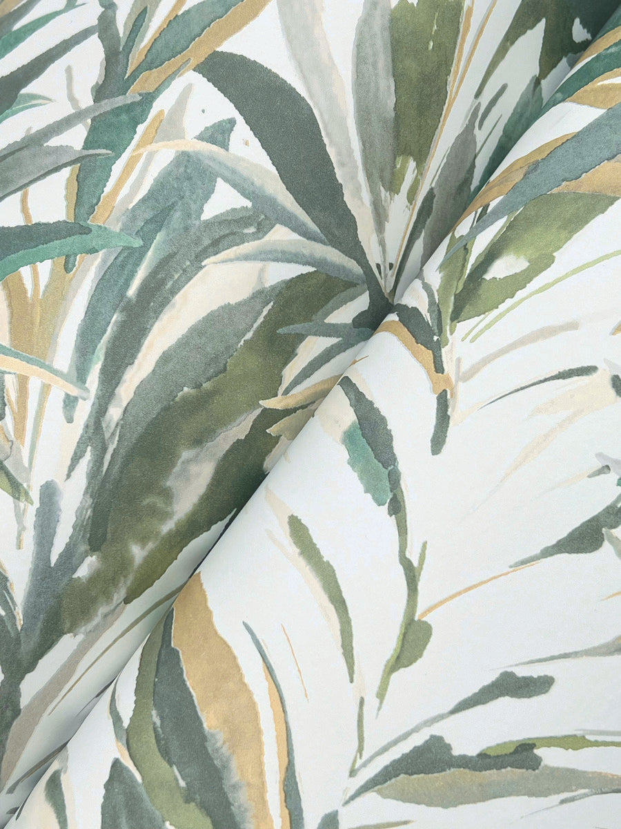 Swaying Palms Olive & Aegean Wallpaper (60 SqFt)