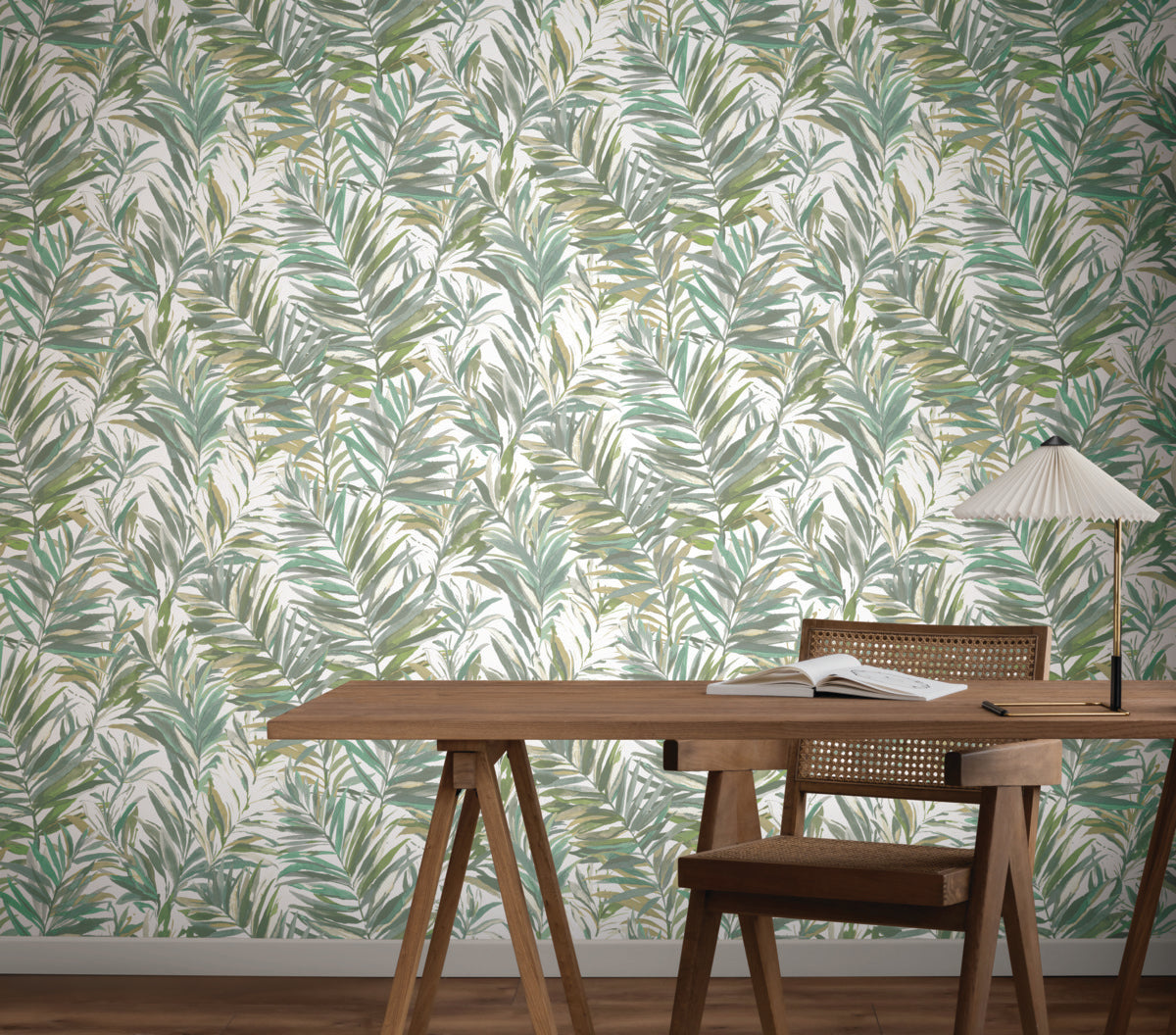 Swaying Palms Olive & Aegean Wallpaper (60 SqFt)