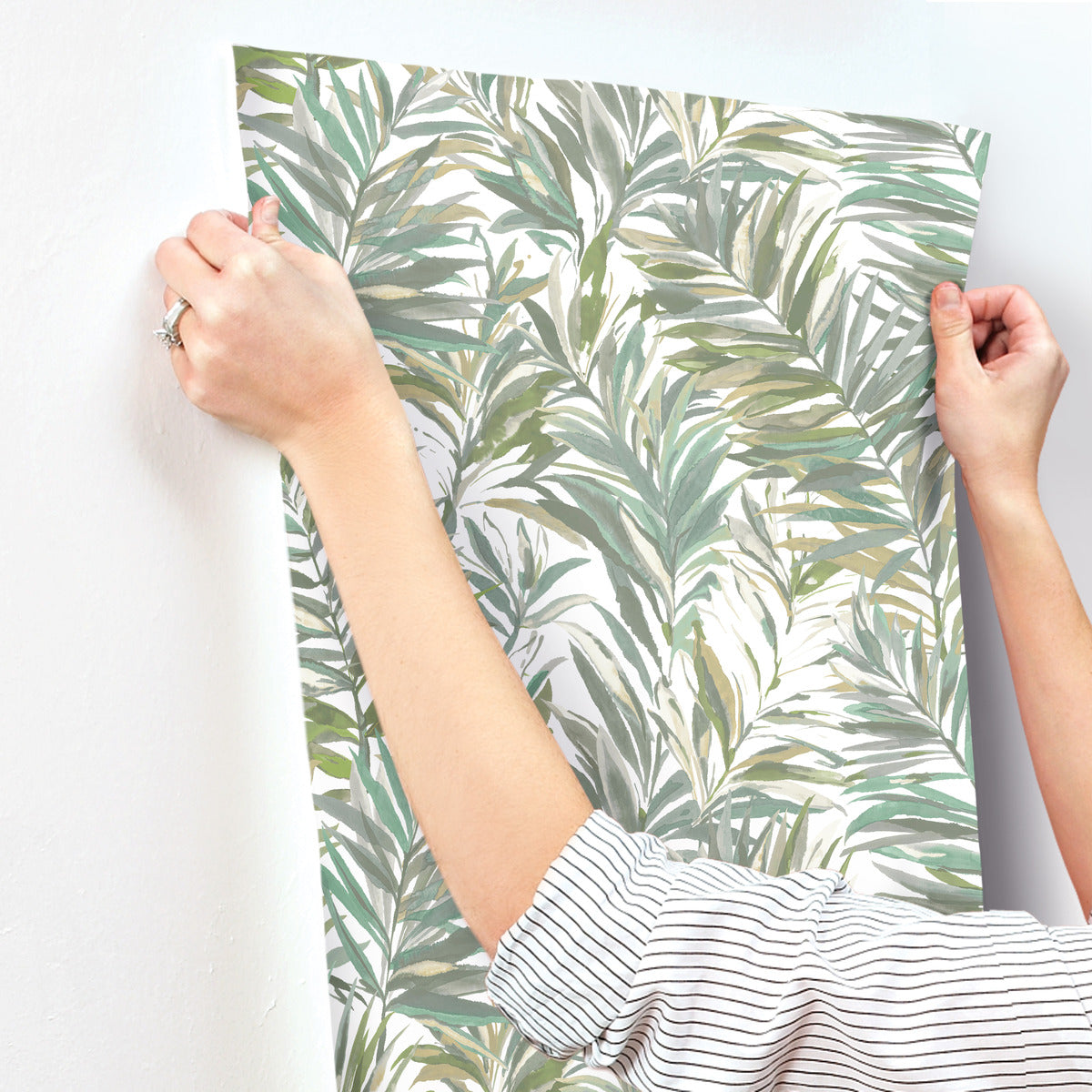Swaying Palms Olive & Aegean Wallpaper (60 SqFt)