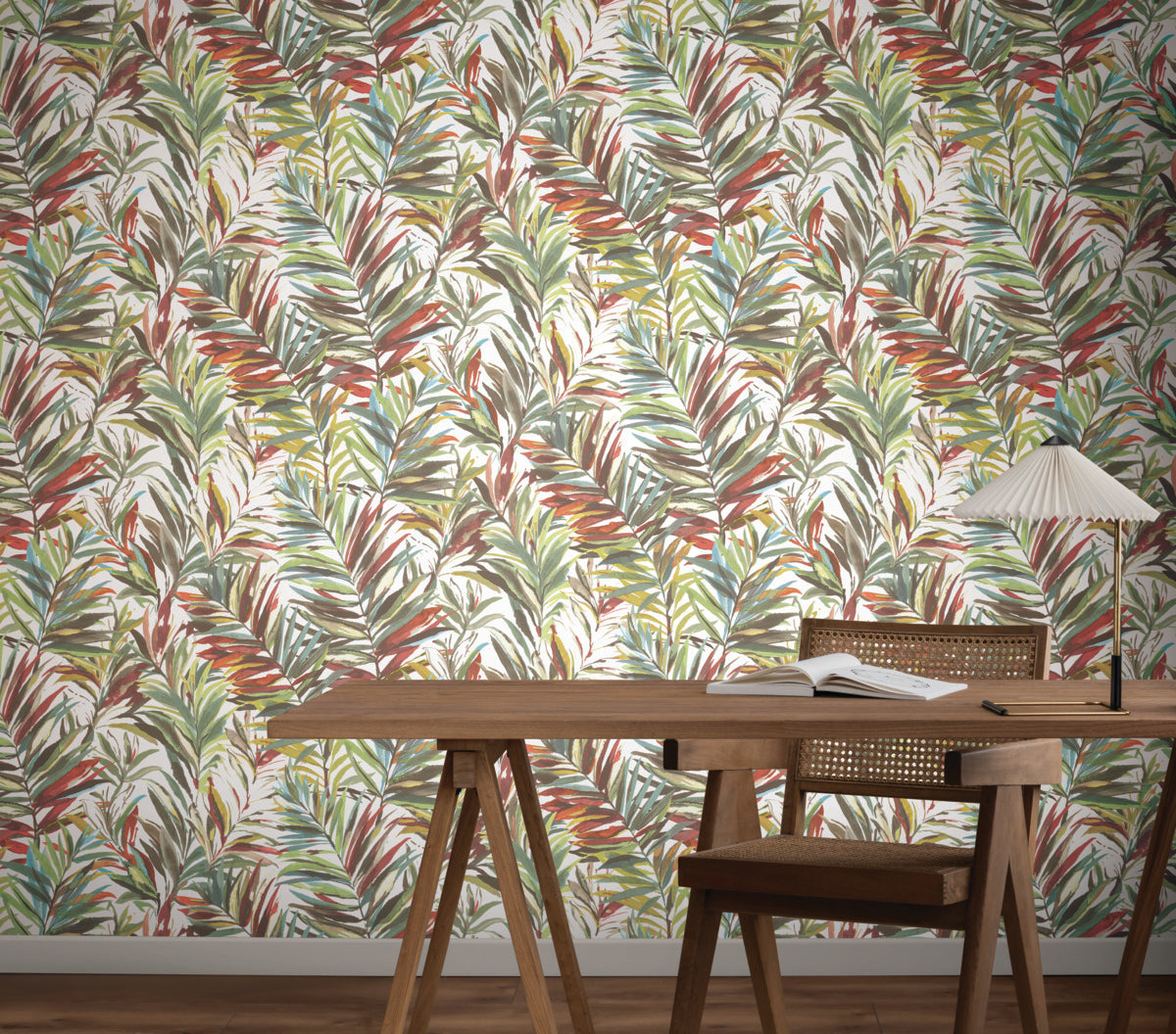 Swaying Palms Rouge & Mink Wallpaper (60 SqFt)