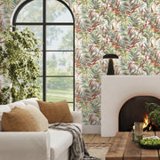 Swaying Palms Rouge & Mink Wallpaper (60 SqFt)