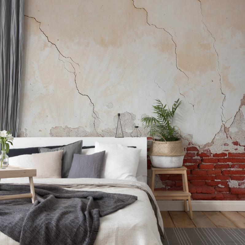Retro urban red brick wall wallpaper mural for the cozy bedroom