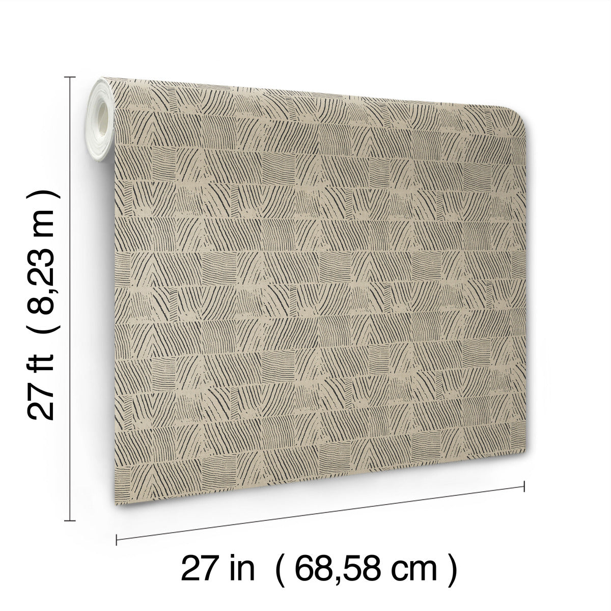 Woodcut Black & Linen Wallpaper (60 SqFt)