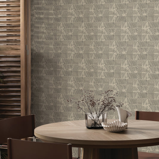 Woodcut Black & Linen Wallpaper (60 SqFt)