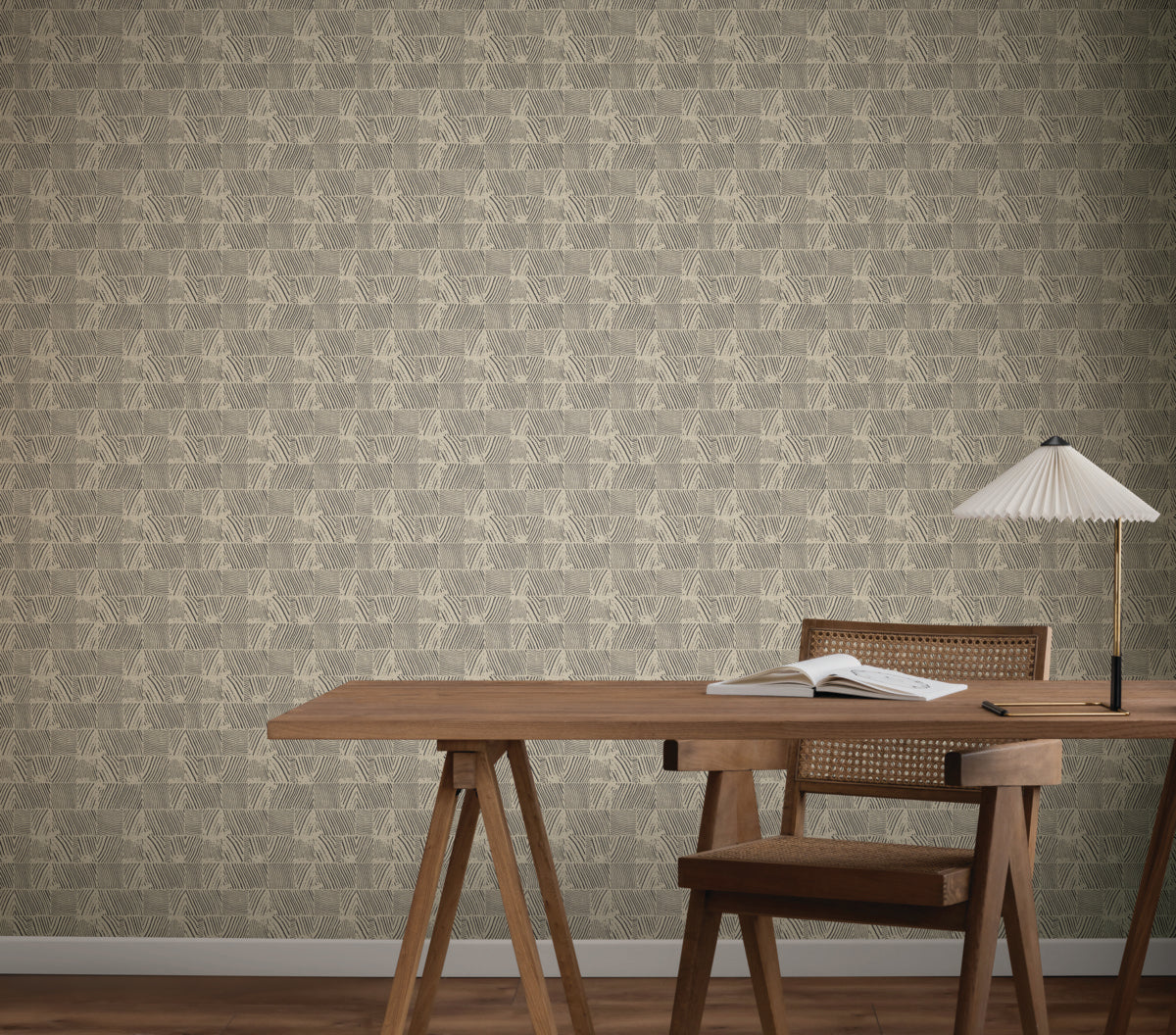 Woodcut Black & Linen Wallpaper (60 SqFt)