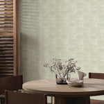 Woodcut Green & Stone Wallpaper (60 SqFt)