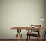Woodcut Green & Stone Wallpaper (60 SqFt)