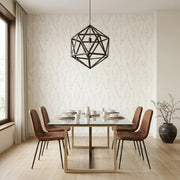 Dining Room - Elegant dining space featuring Alpenrose beige & cream floral wallpaper by York Wallcoverings for a sophisticated look.