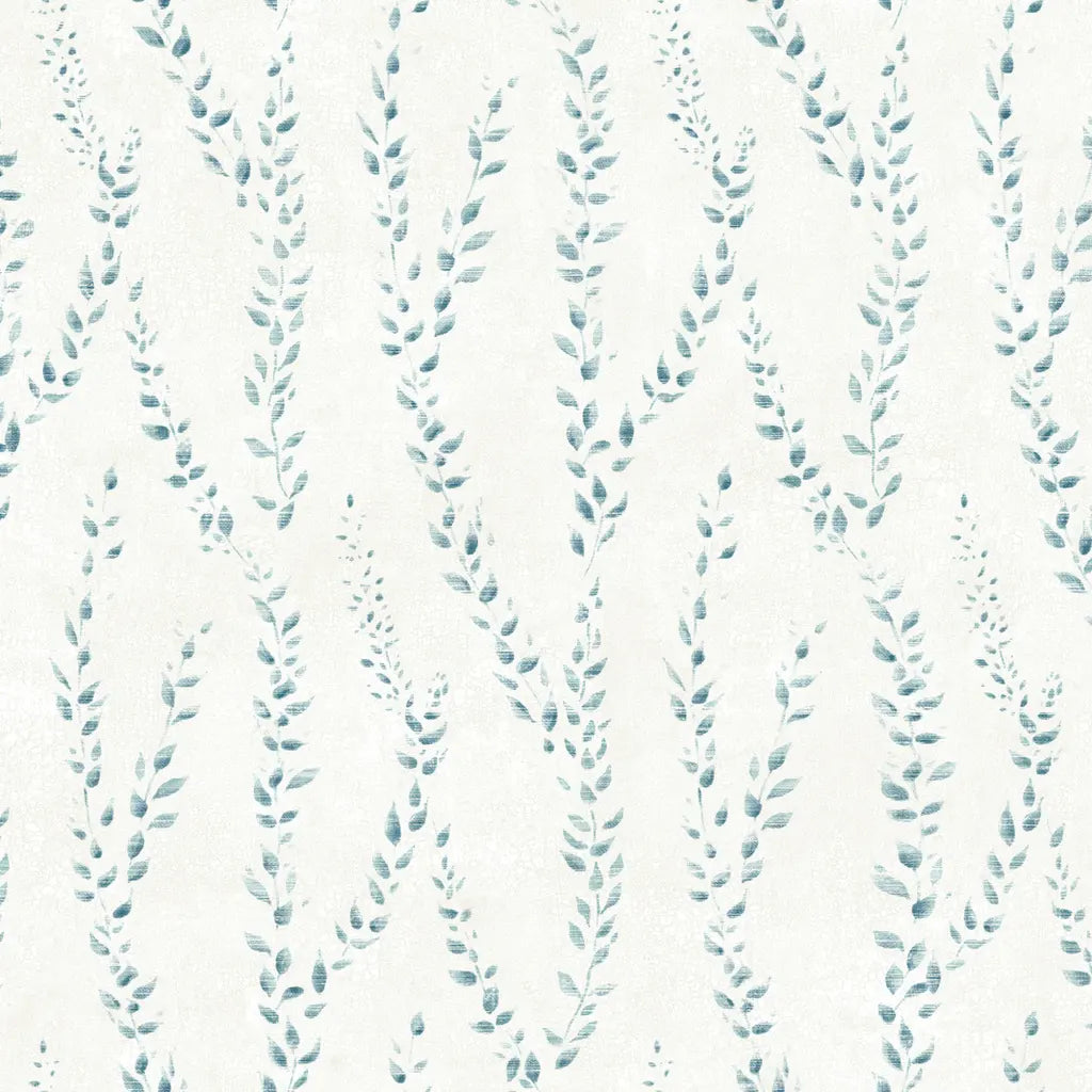 York Wallcoverings Alpenrose wallpaper pattern swatch in teal and white, SKU LL3256.