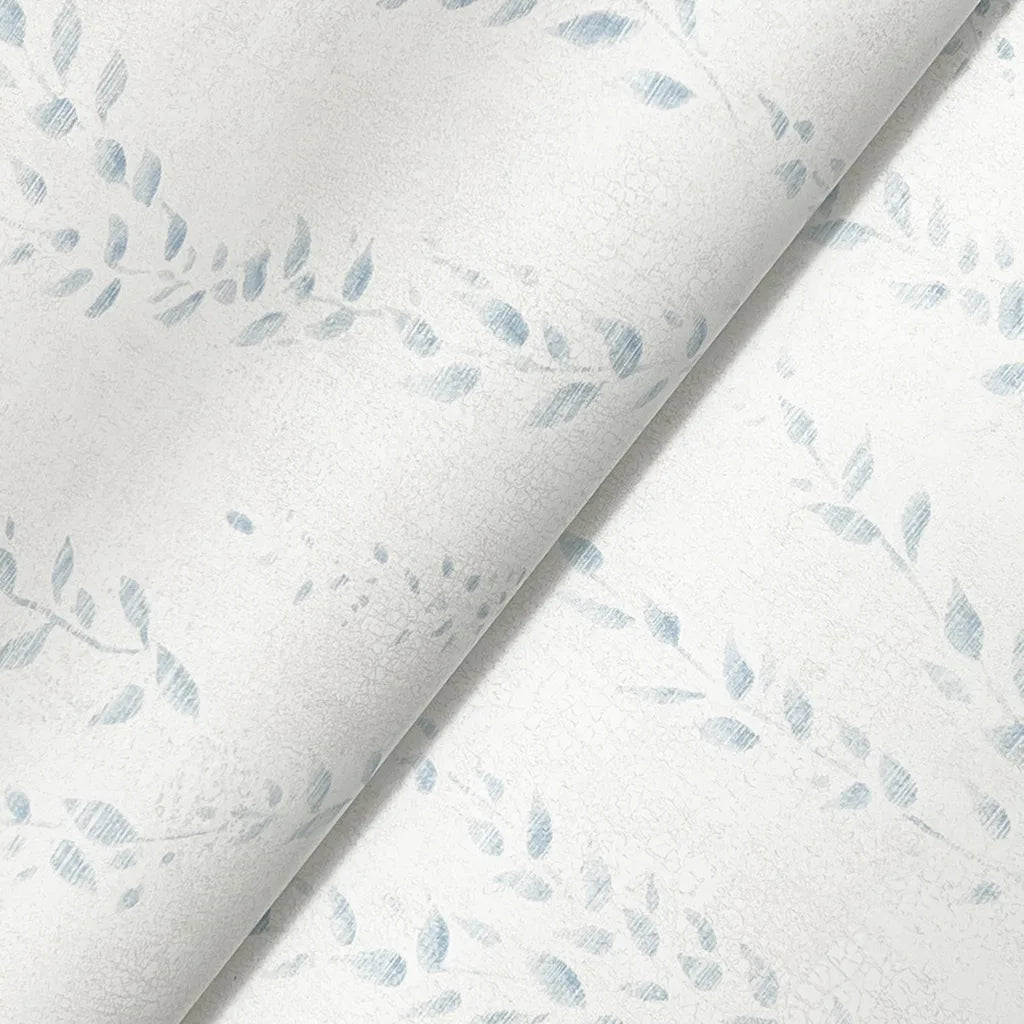 Close-up texture detail of Alpenrose wallpaper in Blue, White by York Wallcoverings.
