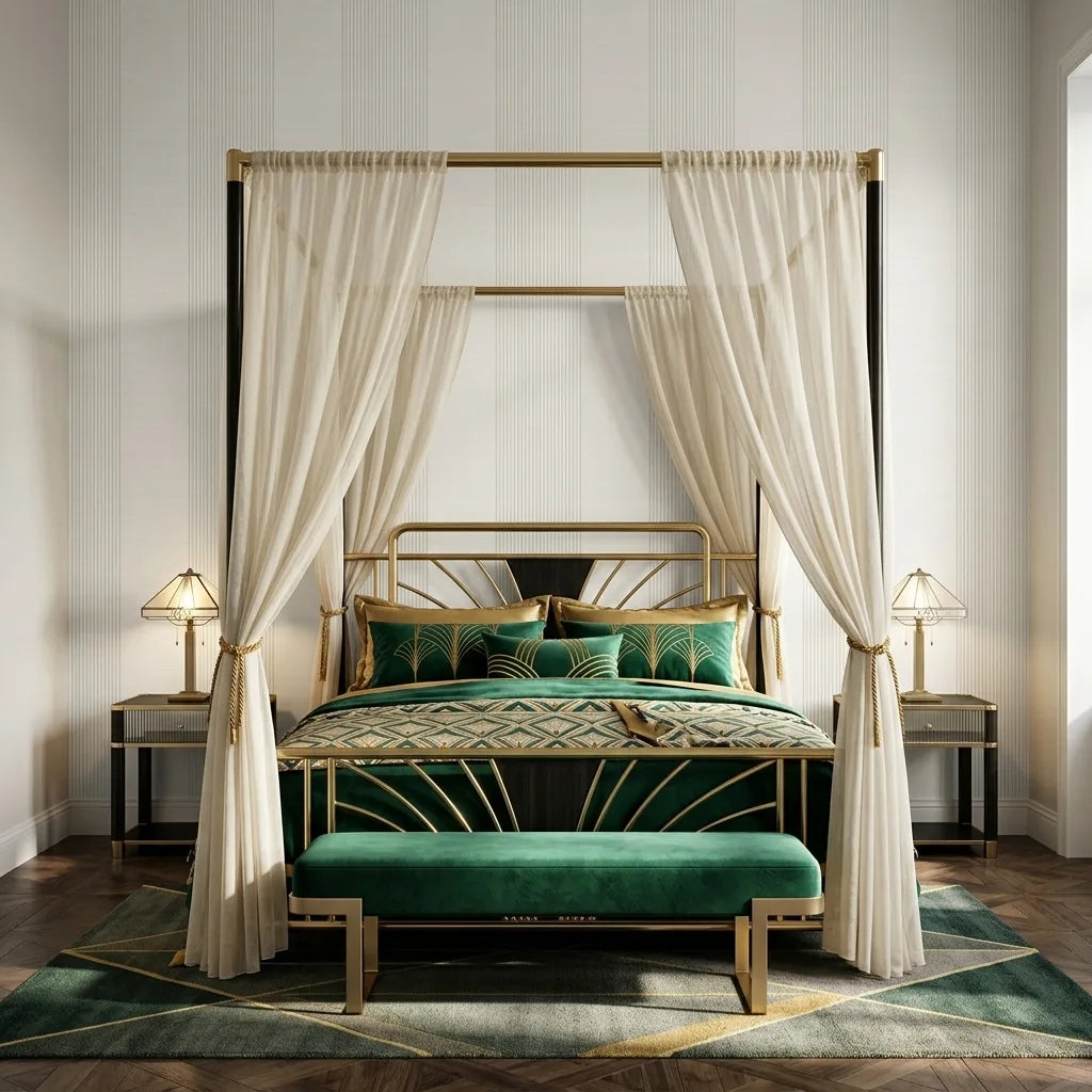 Bedroom - Archer Stripe wallpaper by York Wallcoverings in Off-white and Beige creates a serene and stylish space.