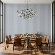 Dining Room - Light blue-grey Archer Stripe wallpaper by York Wallcoverings creates a serene and stylish dining space.