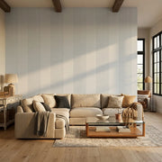 Living Room - Stylish living room features Light Grey Archer Stripe wallpaper from York Wallcoverings for a modern look.
