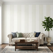 Living Room - Archer Stripe wallpaper in Off-white and Beige by York Wallcoverings creates a stylish, inviting space.