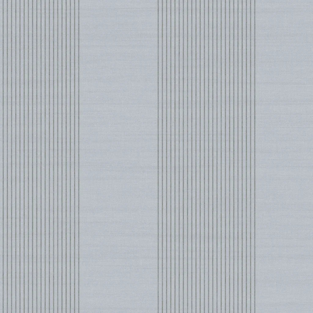 Archer Stripe wallpaper pattern swatch in light blue-grey by York Wallcoverings.