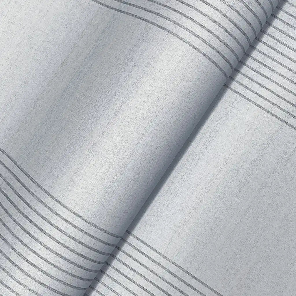 Close-up texture of Light Blue-Grey Archer Stripe wallpaper by York Wallcoverings, showcasing its elegant vertical pattern.