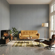 Living Room - Elegant living room featuring 'Atticus' wallpaper in Slate Blue by York Wallcoverings, creating a serene and stylish space.