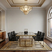 Dining Room - Modern dining room with elegant 'Brioni' Grey White wallpaper from York Wallcoverings.