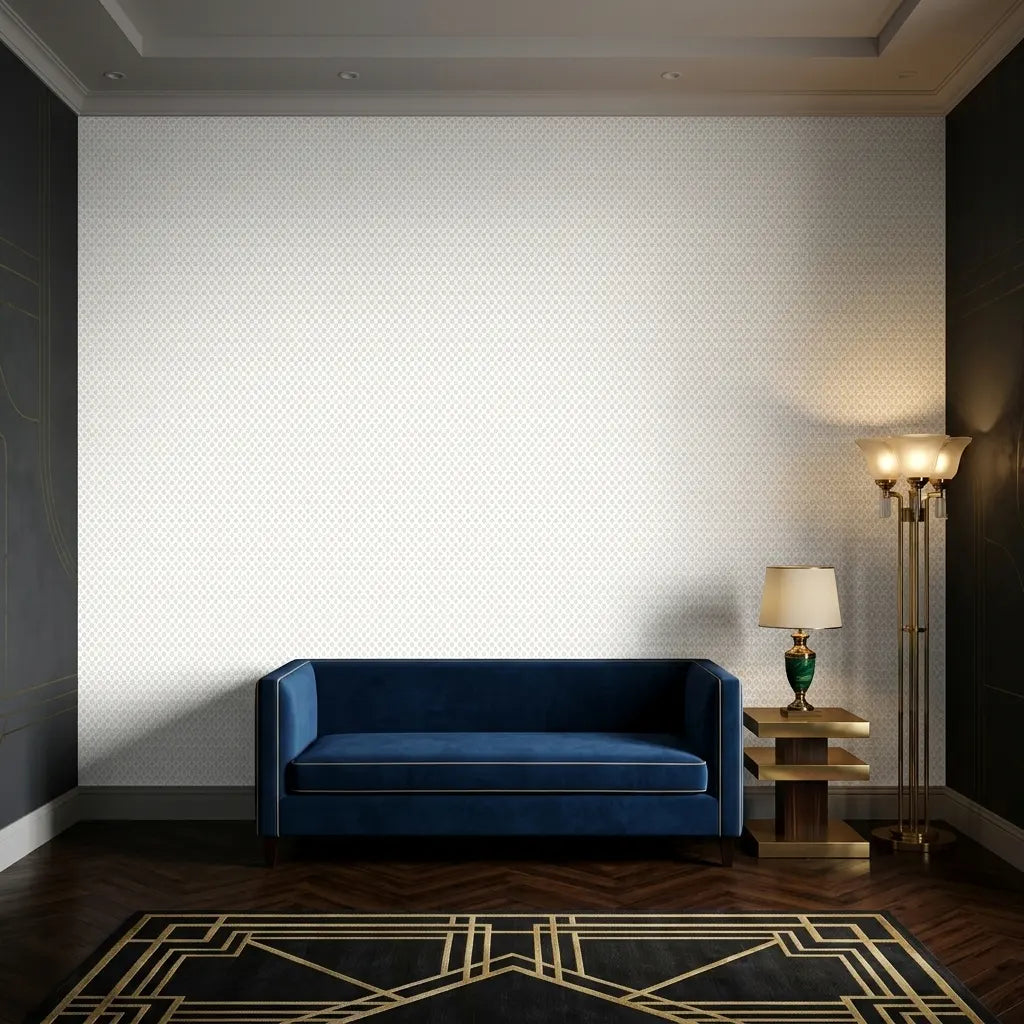 Living Room - Bright and elegant space featuring Brioni wallpaper in White, Cream by York Wallcoverings for a chic design.