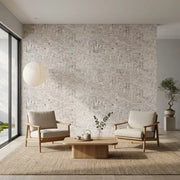 Living Room - Warm Ivory Caldera Cork wallpaper by York Wallcoverings adds natural texture and modern elegance to the space.